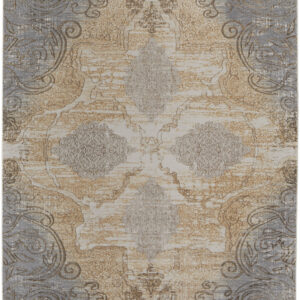 10' X 14' Silver Tan And Gray Floral Power Loom Area Rug