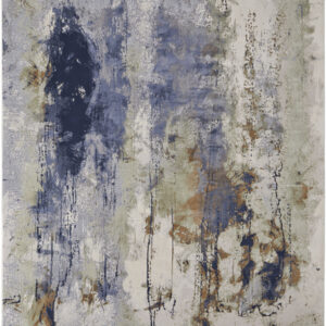 8' X 10' Blue Orange And Ivory Abstract Power Loom Area Rug