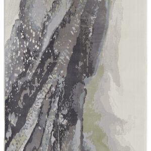 8' Green Purple And Ivory Abstract Power Loom Runner Rug
