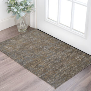 2' X 3' Brown and Ivory Wool Abstract Hand Knotted Area Rug