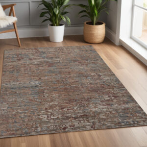 4' X 6' Blue and Red Wool Abstract Hand Knotted Area Rug
