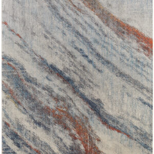 10' X 14' Ivory Orange And Blue Abstract Power Loom Stain Resistant Area Rug
