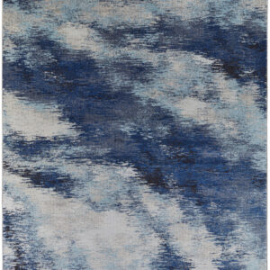 10' X 14' Blue And Ivory Abstract Power Loom Stain Resistant Area Rug