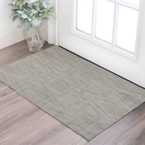 2' X 3' Gray and Ivory Abstract Hand Woven Area Rug