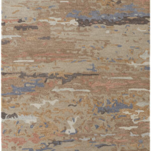 9' X 12' Tan And Blue Wool Abstract Tufted Handmade Stain Resistant Area Rug