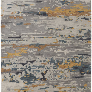 9' X 12' Gray Yellow And Blue Wool Abstract Tufted Handmade Stain Resistant Area Rug