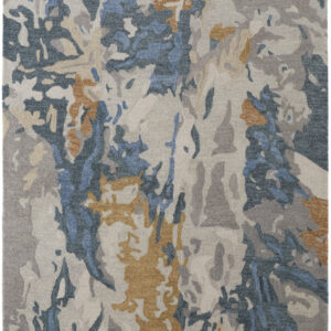 2' X 3' Gray Blue And Gold Wool Abstract Tufted Handmade Area Rug