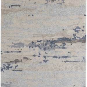4' X 6' Blue Gray And Ivory Wool Abstract Tufted Handmade Stain Resistant Area Rug