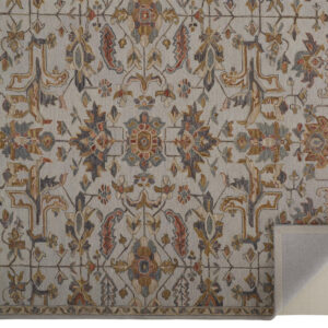 8' X 10' Gray And Gold Wool Floral Tufted Handmade Stain Resistant Area Rug