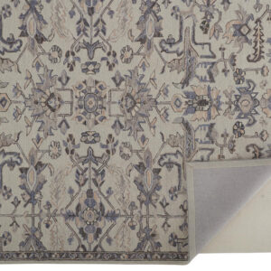 2' X 3' Ivory And Gray Wool Floral Tufted Handmade Stain Resistant Area Rug