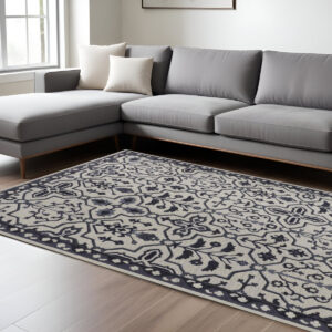 9' X 12' Taupe And Gray Wool Floral Tufted Handmade Stain Resistant Area Rug