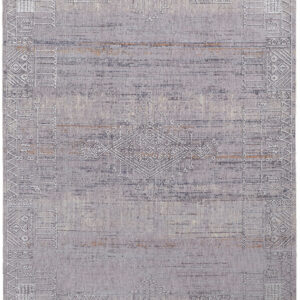 12' X 15' Gray Ivory And Orange Geometric Power Loom Distressed Stain Resistant Area Rug
