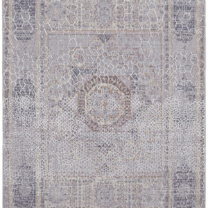 12' X 15' Gray And Ivory Floral Power Loom Distressed Stain Resistant Area Rug