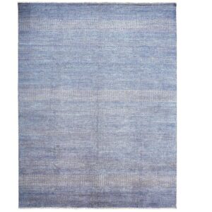 2' X 3' Blue and Silver Wool Striped Hand Knotted Area Rug