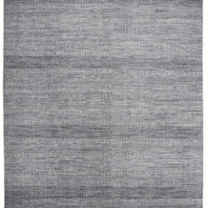 9' X 12' Silver Wool Striped Hand Knotted Area Rug