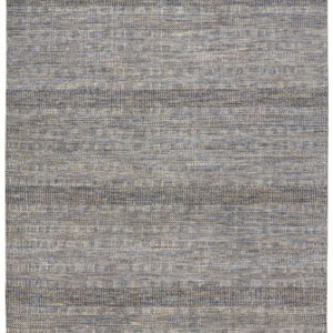 9' X 12' Silver Wool Striped Hand Knotted Area Rug