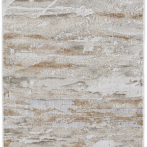 12' Tan And Ivory Abstract Power Loom Distressed Runner Rug