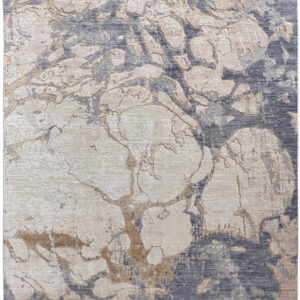 5' X 8' Tan And Blue Abstract Power Loom Distressed Area Rug