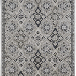12' X 15' Gray And Black Floral Power Loom Area Rug