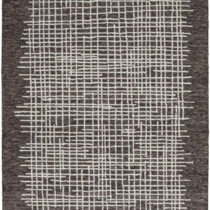 5' X 8' Brown And Ivory Wool Plaid Tufted Handmade Stain Resistant Area Rug