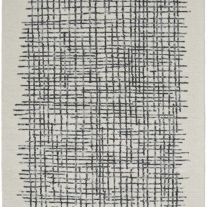 2' X 3' Ivory Gray And Black Wool Plaid Tufted Handmade Stain Resistant Area Rug