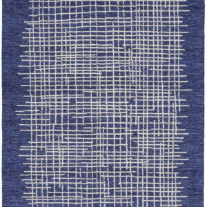4' X 6' Blue And Ivory Wool Plaid Tufted Handmade Stain Resistant Area Rug