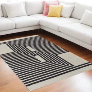 10' X 14' Gray and Black Wool Abstract Hand Tufted Area Rug