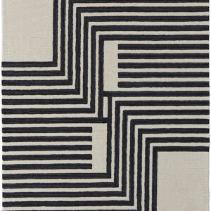 12' X 15' Gray Ivory And Black Wool Abstract Tufted Handmade Area Rug