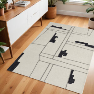 4' X 6' Gray and Ivory Wool Abstract Hand Tufted Area Rug