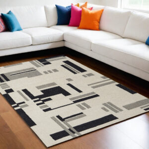 10' X 14' Ivory Wool Abstract Hand Tufted Area Rug