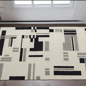2' X 3' Ivory Wool Abstract Hand Tufted Area Rug