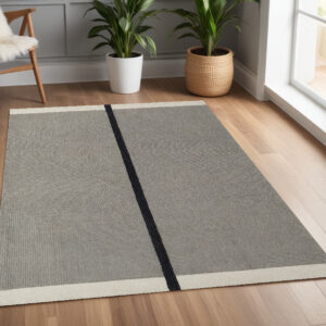 4' X 6' Black and Gray Wool Abstract Geometric Hand Tufted Area Rug