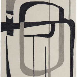 12' X 15' Ivory Gray And Black Wool Abstract Tufted Handmade Area Rug