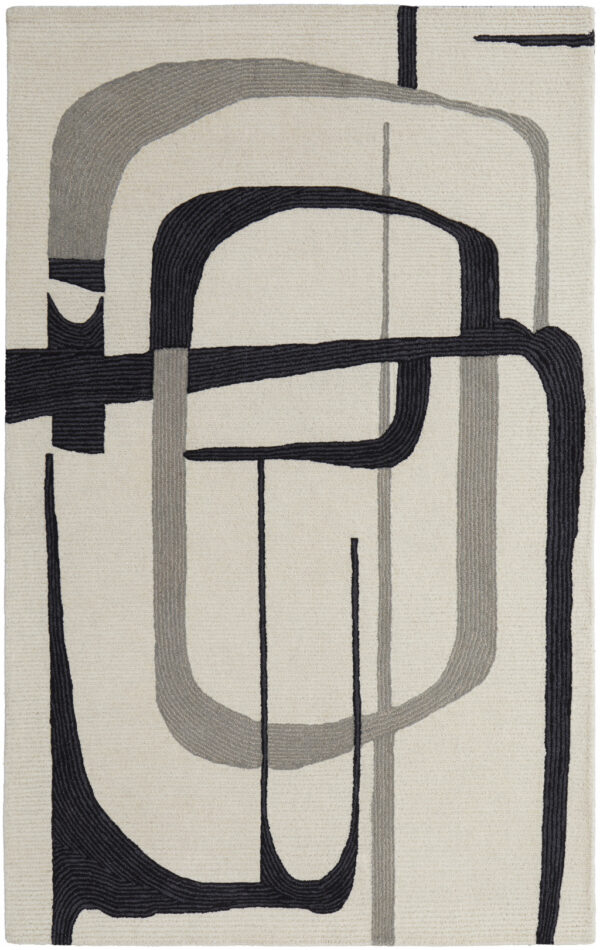 2' X 3' Gray and Ivory Wool Abstract Hand Tufted Area Rug