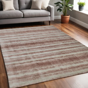 5' X 8' Tan and Ivory Abstract Hand Woven Area Rug