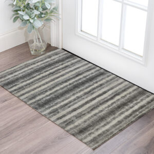 2' X 3' Gray and Black Abstract Hand Woven Area Rug