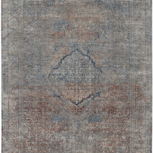 8' X 10' Blue Red And Gray Floral Power Loom Stain Resistant Area Rug