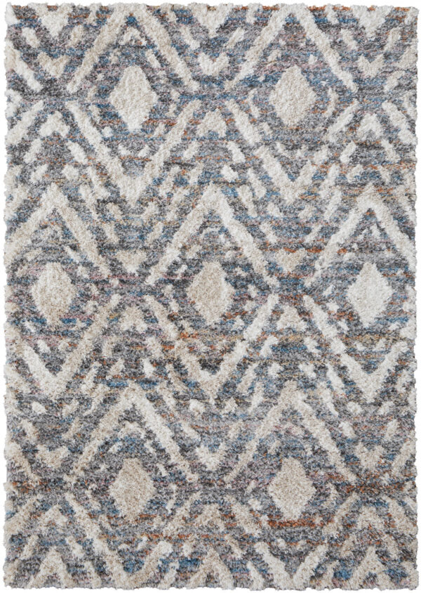 9' X 12' Ivory Gray And Taupe Geometric Power Loom Stain Resistant Area Rug
