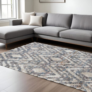 8' X 10' Gray and Ivory Geometric Power Loom Area Rug