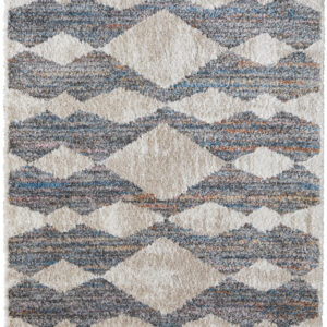 5' X 8' Tan Ivory And Blue Chevron Power Loom Stain Resistant Area Rug