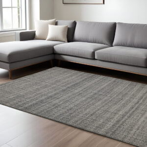 8' X 10' Gray And Ivory Hand Woven Area Rug