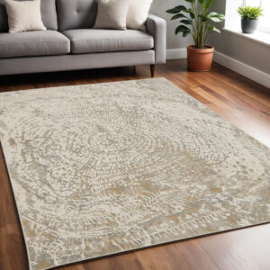 5' X 8' Gray and Ivory Abstract Non Skid Area Rug