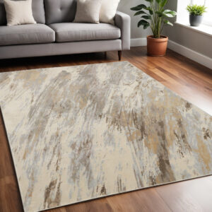 5' X 8' Brown and Ivory Abstract Non Skid Area Rug