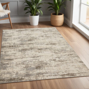 4' X 6' Brown and Ivory Abstract Non Skid Area Rug