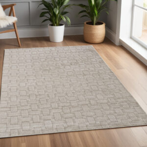 4' X 6' Ivory Striped Hand Woven Area Rug