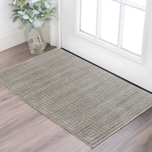 2' X 3' Gray Striped Hand Woven Area Rug