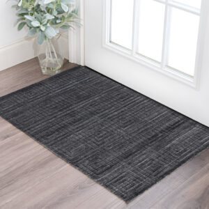 2' X 3' Gray and Black Striped Hand Woven Area Rug