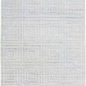 8' X 10' White And Silver Striped Hand Woven Area Rug