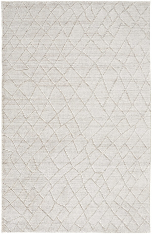 12' X 15' Ivory And Gray Striped Hand Woven Area Rug
