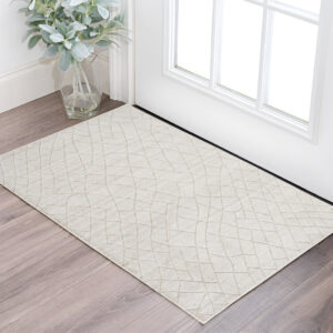 2' X 3' Gray and Ivory Striped Hand Woven Area Rug